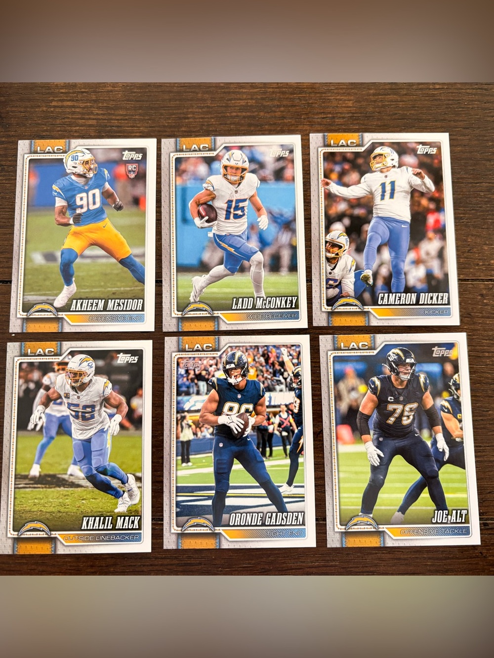 TOPPS LOS ANGELES CHARGERS Large Lot Football Trading Cards MINT